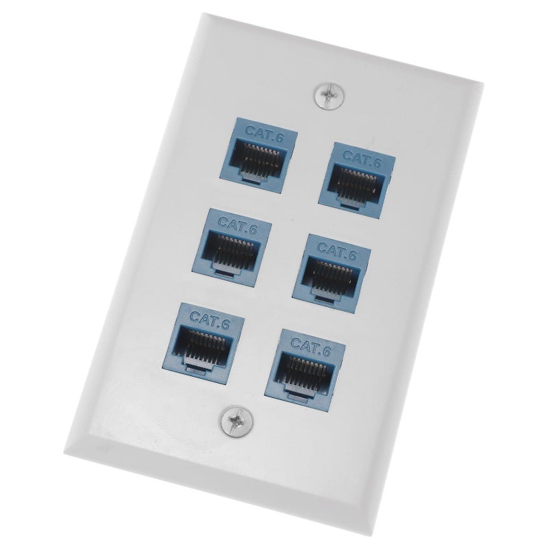 6 Port Ethernet Wall Plate 115x70mm Network Outlet For Home Office - Image 2