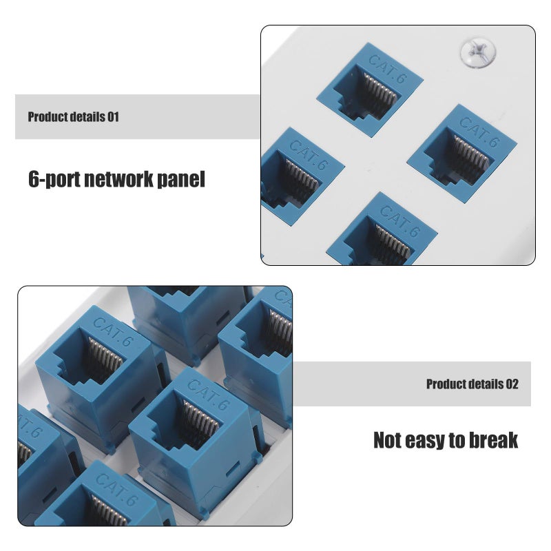 6 Port Ethernet Wall Plate 115x70mm Network Outlet For Home Office - Image 4