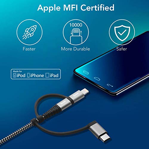Dyazo 4 ft / 1.2 m 3-in-1 Universal Charger Cable Double Nylon Braided Multi Charging Cable with Flexi Head Technology - Image 4