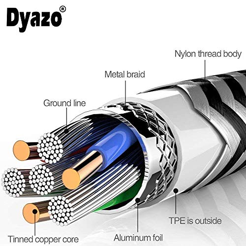 Dyazo 4 ft / 1.2 m 3-in-1 Universal Charger Cable Double Nylon Braided Multi Charging Cable with Flexi Head Technology - Image 5