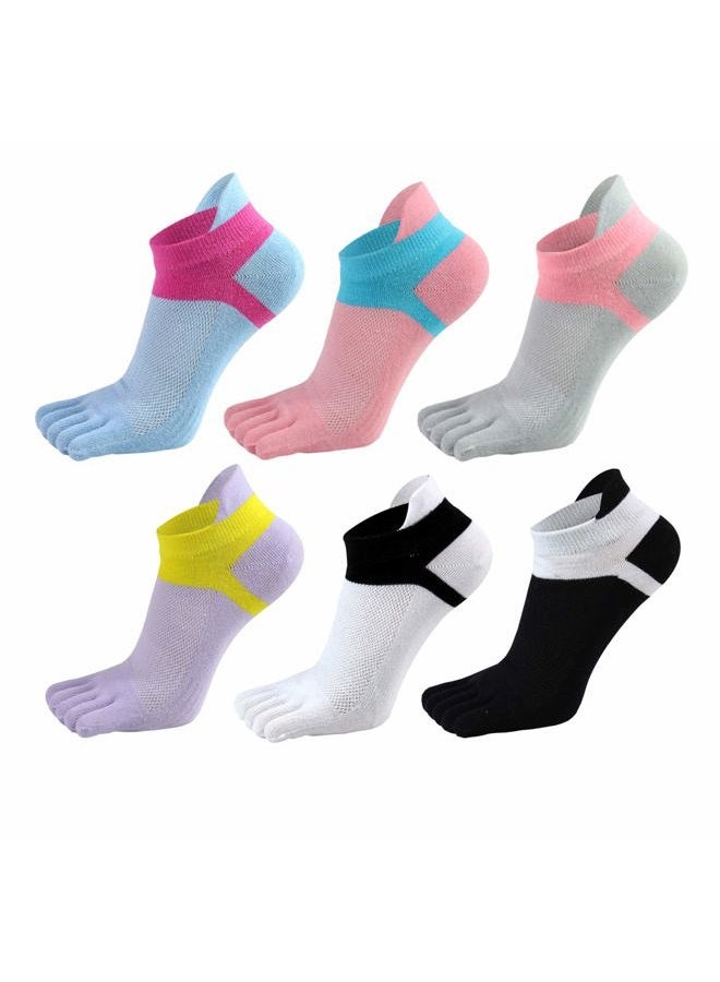 Fasot Women Toe Socks 5 Finger Cotton Wicking Athletic 6 Pack 3 Pack, Color 3, One size - Image 1