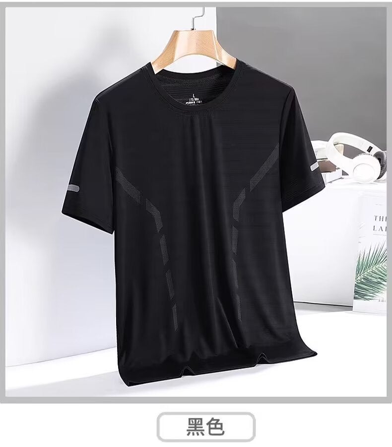 Short-Sleeved T-Shirt Men'S Summer Ice Silk All-Match Half-Sleeved Men'S Casual Plus Size T-Shirt Men'S Quick-Drying Loose Top T-Shirt - Image 1