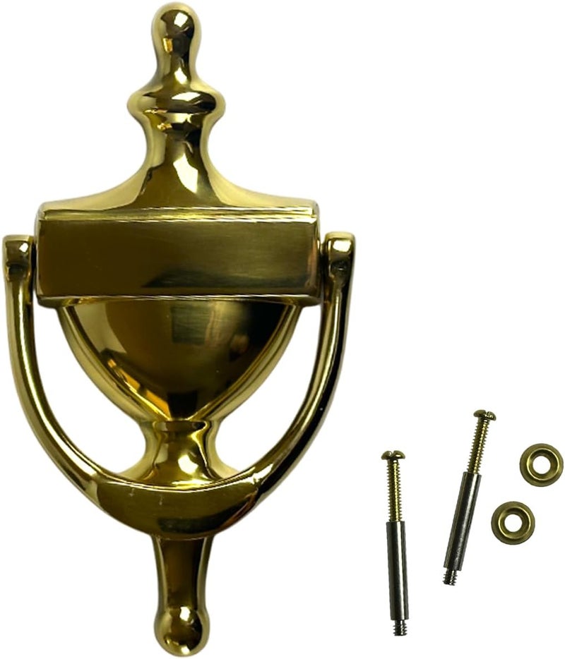 QCAA Solid Brass Door Knocker, 7", Polished Brass, Made in Taiwan, 1 Pack - Image 1