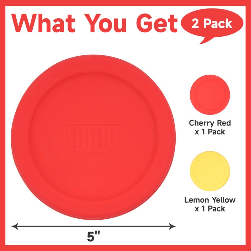 PUREKRA Silicone Lids for Corningware 20 Ounce Mug, 2 Pack Reusable Cover, (Mug NOT Included) Dishwasher, Microwave and Freezer Safe (Yellow & Red) - Image 2