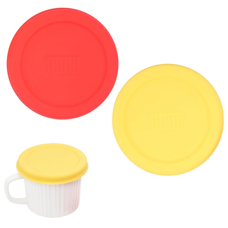PUREKRA Silicone Lids for Corningware 20 Ounce Mug, 2 Pack Reusable Cover, (Mug NOT Included) Dishwasher, Microwave and Freezer Safe (Yellow & Red) - Image 1