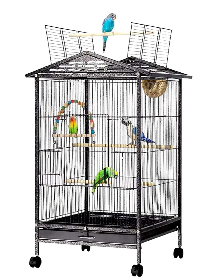 RATSAW Wrought Iron Flight Bird Cage with Rolling Stand for Cockatiels Parakeets Pigeons Parrot Lovebird Bird Playground - Image 1