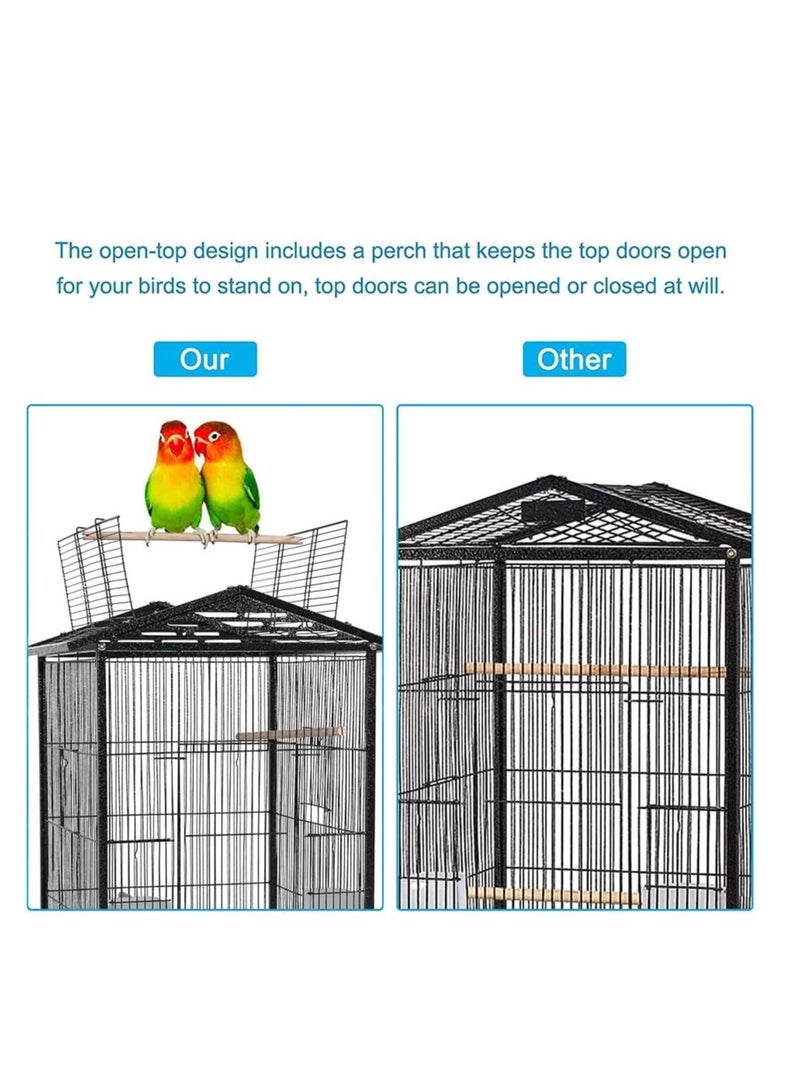 RATSAW Wrought Iron Flight Bird Cage with Rolling Stand for Cockatiels Parakeets Pigeons Parrot Lovebird Bird Playground - Image 5