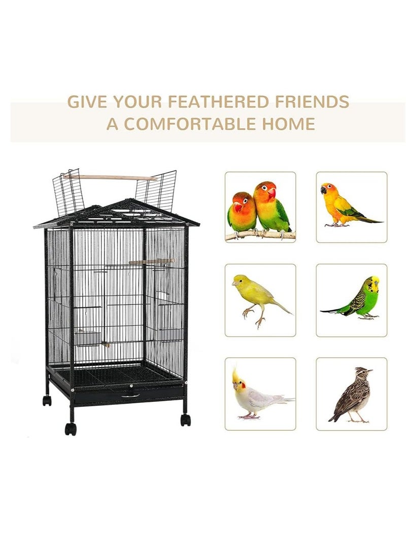 RATSAW Wrought Iron Flight Bird Cage with Rolling Stand for Cockatiels Parakeets Pigeons Parrot Lovebird Bird Playground - Image 2