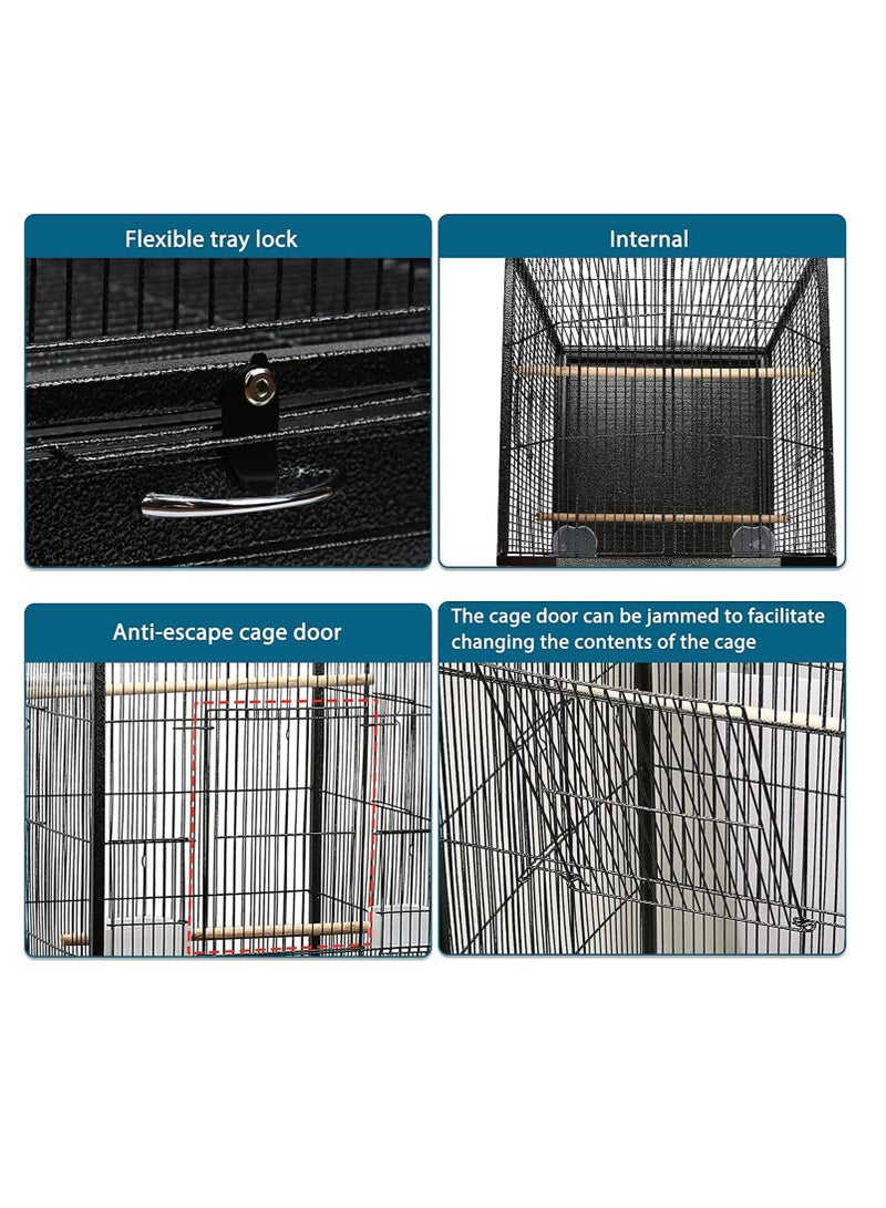 RATSAW Wrought Iron Flight Bird Cage with Rolling Stand for Cockatiels Parakeets Pigeons Parrot Lovebird Bird Playground - Image 4