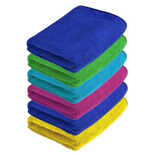 Autofy 250GSM - 40cm x 40cm - [Pack of 6] - Microfiber Cloth Double Sided Microfiber Cloth for Car Lint Free Super Soft Plush Car Cleaning Cloth Sueded Edges for Scratch Free Car & Bike Cleaning - Image 1