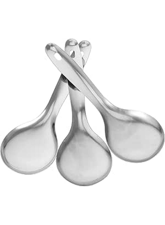 3Pcs Stainless Steel Rice Spoons With Comfortable Handles For Kitchen Home Hotel Use - Image 1