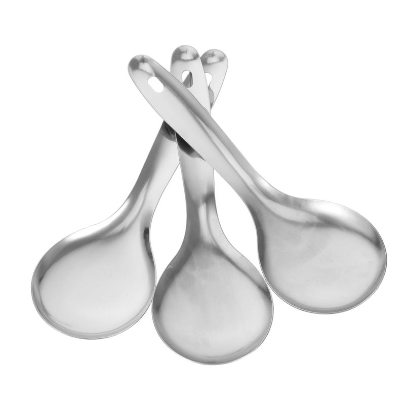 3Pcs Stainless Steel Rice Spoons With Comfortable Handles For Kitchen Home Hotel Use - Image 2