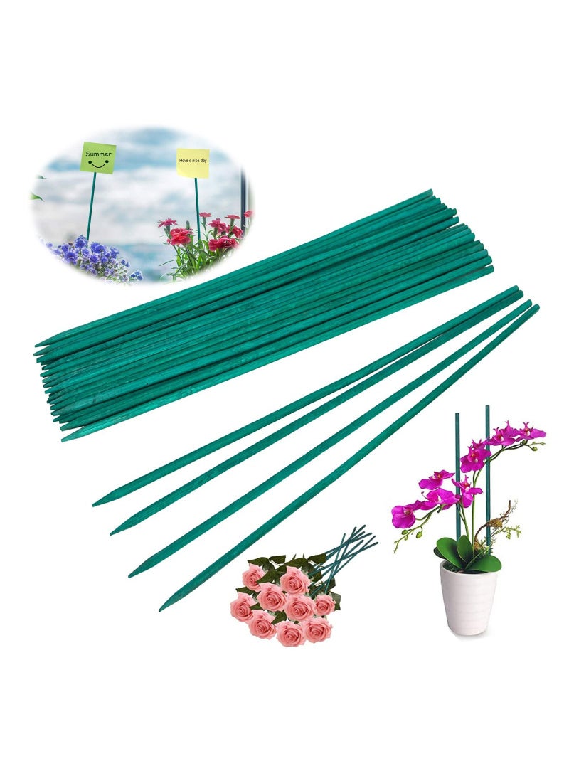 KASTWAVE Garden Stakes Green Bamboo Sticks Decorative, Wooden Plant Support Sticks, Green Wood Plant Stakes, Floral Plant Support Stakes, Wooden Sign Posting Garden Sticks and DIY Activities - Image 1