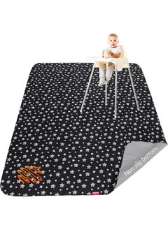 Moonsea Moonsea Large Splat Mat 54”x 72” Extra Large Waterproof Floor Mat with Non Slip Bottom, Baby Art Mat for Craft/Playtime/Mealtime on Table, Washable Portable Picnic Mat - Black Star, 4.5ft x 6ft  - Image 1