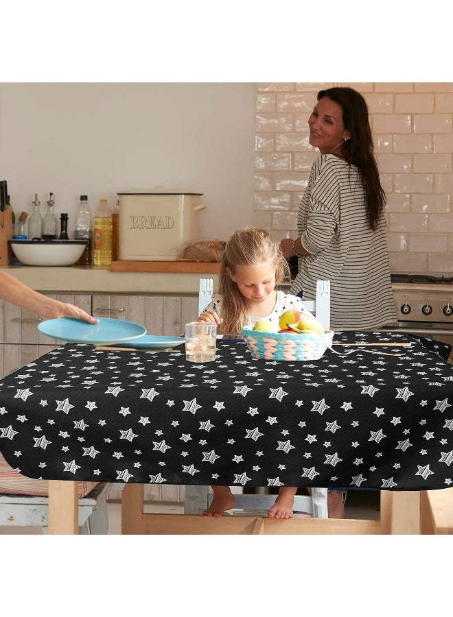 Moonsea - Moonsea Large Splat Mat 54”x 72” Extra Large Waterproof Floor Mat with Non Slip Bottom, Baby Art Mat for Craft/Playtime/Mealtime on Table, Washable Portable Picnic Mat - Black Star, 4.5ft x 6ft - Image 1
