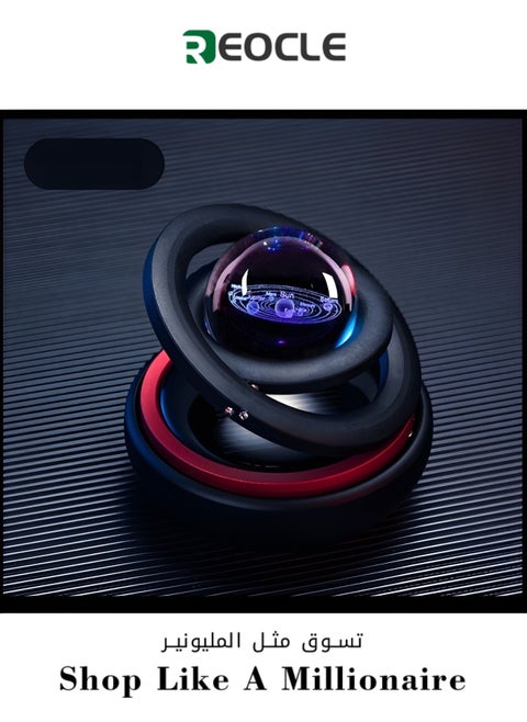 Car Air Freshener Solar Power Aromatherapy Combines Suspension and Rotation Essential Oil Diffuser with Interstellar Double Ring