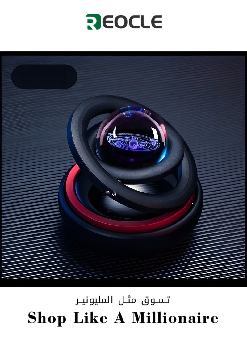 Car Air Freshener Solar Power Aromatherapy Combines Suspension and Rotation Essential Oil Diffuser with Interstellar Double Ring
