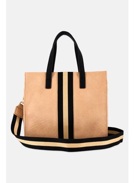 Moda Luxe Women Textured Tote Bag 25 H x 27 L x 11 W cm, Beige  - Image 2