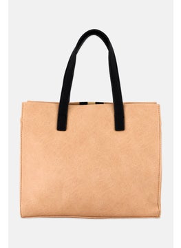 Moda Luxe Women Textured Tote Bag 25 H x 27 L x 11 W cm, Beige  - Image 3