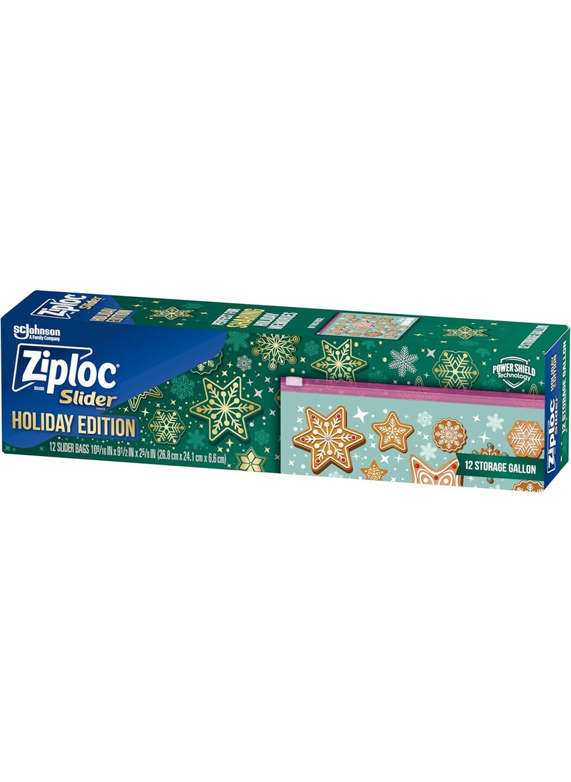 Ziploc Ziploc Gallon Food Storage Slider Bags Power Shield Technology For More Durability 12 Count Holiday Designs Packaging May Vary  - Image 1