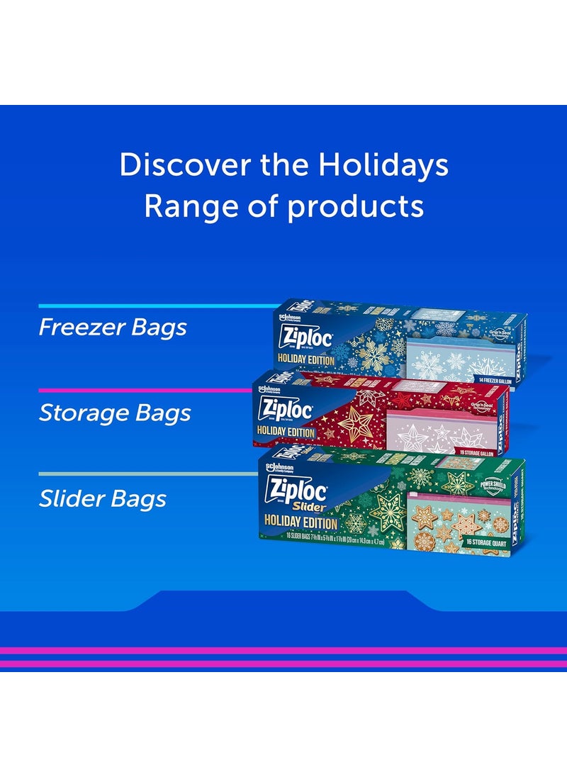 Ziploc Ziploc Gallon Food Storage Slider Bags Power Shield Technology For More Durability 12 Count Holiday Designs Packaging May Vary  - Image 5