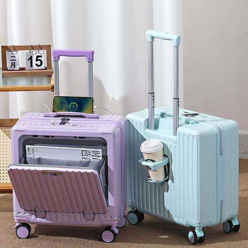 18 Inch Front-Opening Carry-On Spinner Suitcase with TSA Lock - Image 1