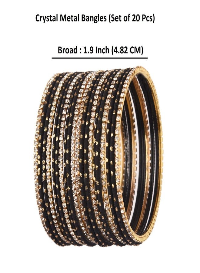 Efulgenz Rhinestone Crystal Bangles for Women - Indian Bollywood Wedding Jewelry Set - CZ Plain Metal Bracelet Bangle - Image 5