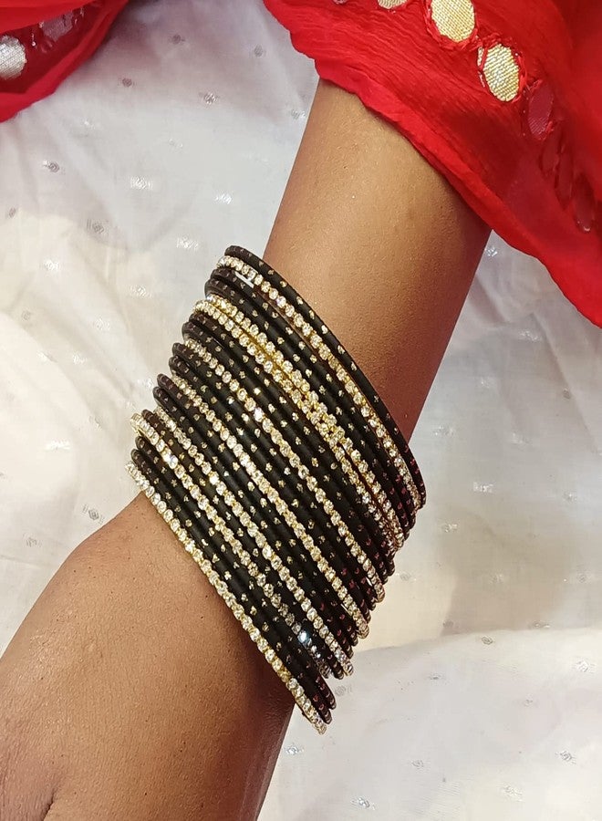 Efulgenz Rhinestone Crystal Bangles for Women - Indian Bollywood Wedding Jewelry Set - CZ Plain Metal Bracelet Bangle - Image 4