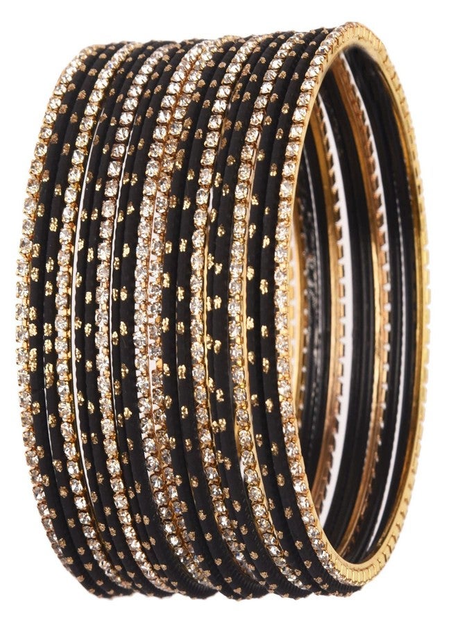 Efulgenz Rhinestone Crystal Bangles for Women - Indian Bollywood Wedding Jewelry Set - CZ Plain Metal Bracelet Bangle - Image 1
