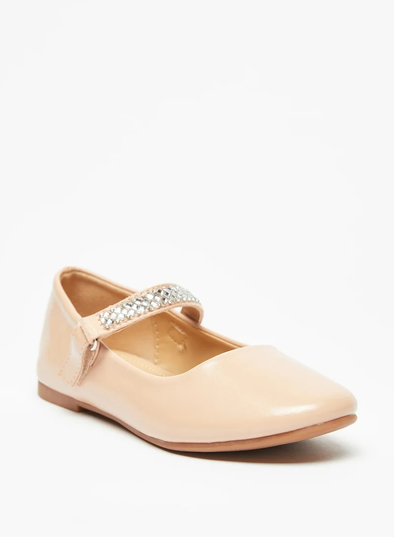 Flora Bella By Shoexpress Girls Flora Bella Embellished Round Toe Ballerina Shoes with Hook and Loop Closure Ramadan Collection
