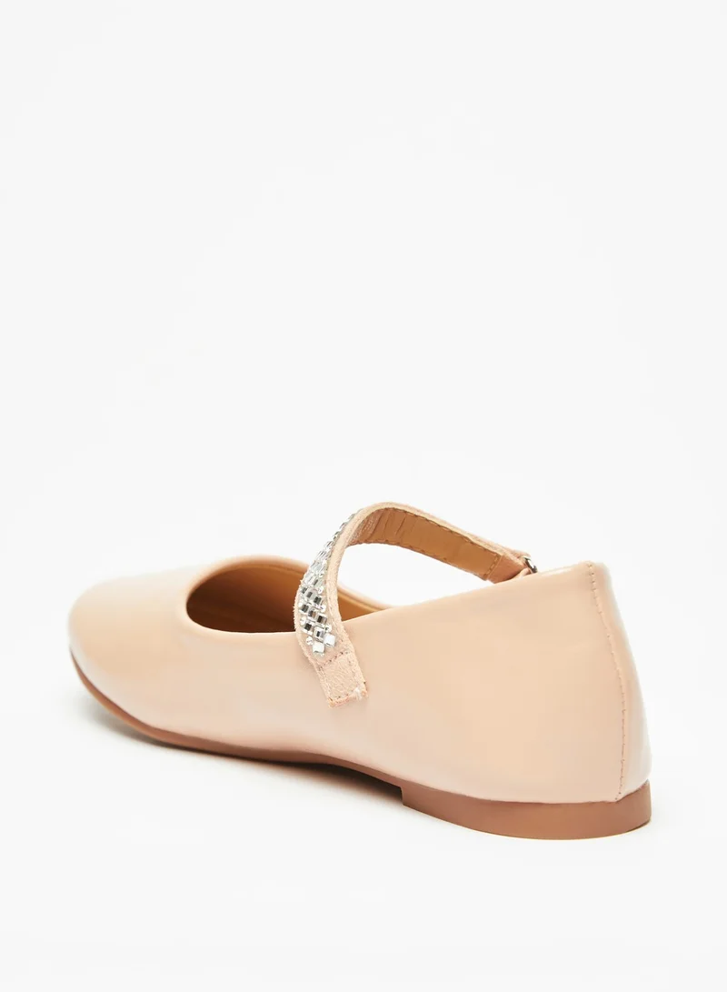 Flora Bella By Shoexpress Girls Flora Bella Embellished Round Toe Ballerina Shoes with Hook and Loop Closure Ramadan Collection