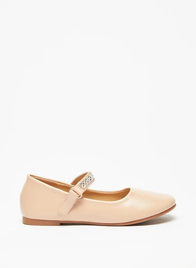 Flora Bella By Shoexpress Girls Flora Bella Embellished Round Toe Ballerina Shoes with Hook and Loop Closure Ramadan Collection