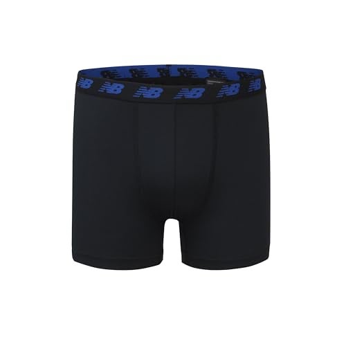 New Balance Boy's Performance Boxer Briefs 4-Pack, Black/Team Royal/White/Magnet Print, Medium - Image 5