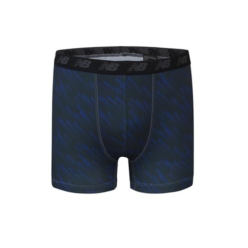 New Balance Boy's Performance Boxer Briefs 4-Pack, Black/Team Royal/White/Magnet Print, Medium - Image 4