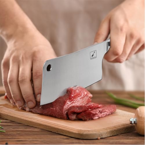 imarku Cleaver Knife 7 Inch Meat Cleaver - SUS440A Japan High Carbon Stainless Steel Butcher Knife with Ergonomic Handle, Ultra Sharp Knife, Kitchen Gadgets for Home/Restaurant, Perfect Birthday Gifts - Image 4