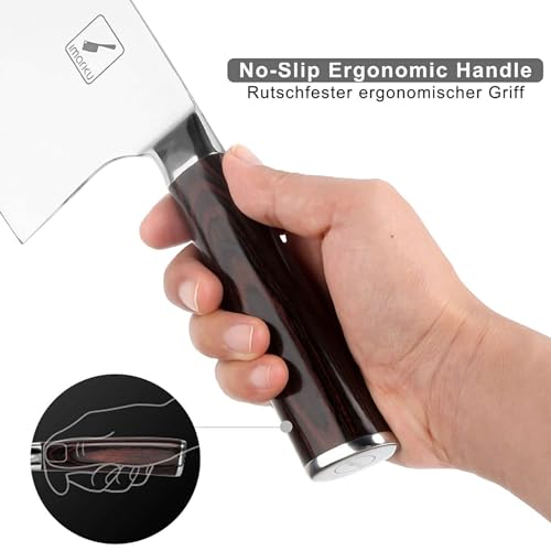 imarku Cleaver Knife 7 Inch Meat Cleaver - SUS440A Japan High Carbon Stainless Steel Butcher Knife with Ergonomic Handle, Ultra Sharp Knife, Kitchen Gadgets for Home/Restaurant, Perfect Birthday Gifts - Image 5