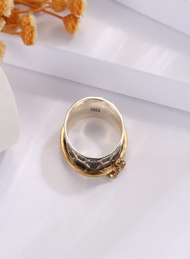 MANBU Sterling Silver Fidget Spinner Ring - Bee Anxiety Relief Meditation Spinner Ring Animal Stress Relieving Jewelry Gift for Women (8#) - Image 5