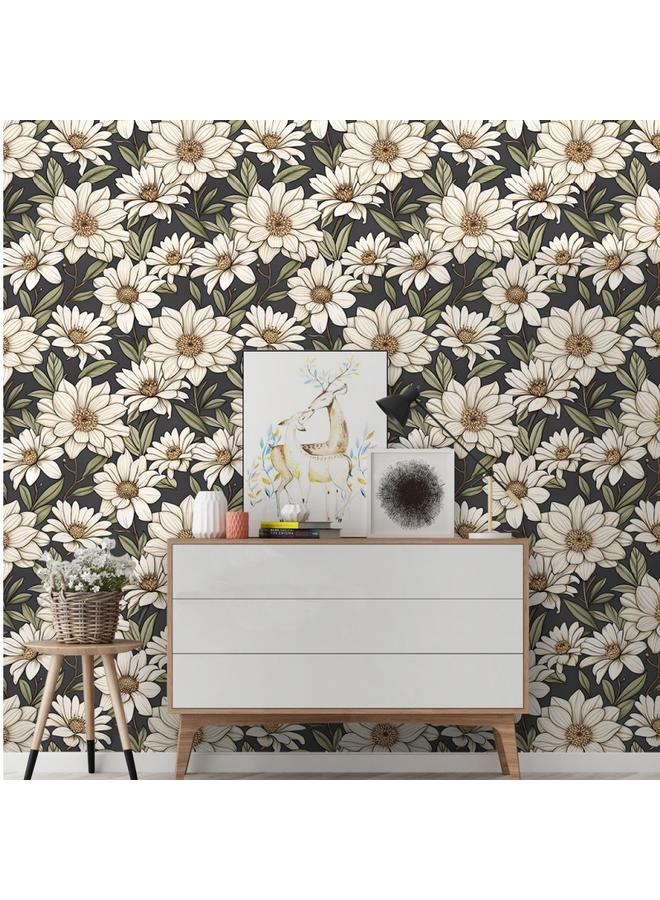 Bluejw Retro American Style Warm Fresh Plant Flower Wallpaper Ins Style Atmosphere Wallpaper Bedroom Self-adhesive Wallpap - Image 4