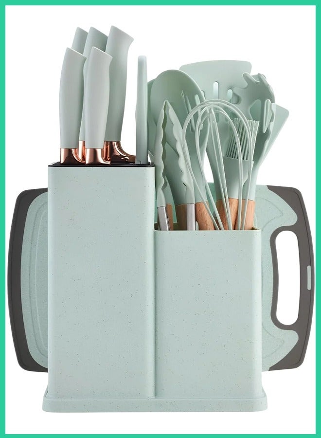 19‑Piece Premium Silicone Kitchen Utensil Set with Holder – Heat‑Resistant, Non‑Stick, Wooden Handles  - Image 1
