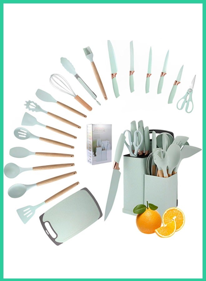 19‑Piece Premium Silicone Kitchen Utensil Set with Holder – Heat‑Resistant, Non‑Stick, Wooden Handles  - Image 2