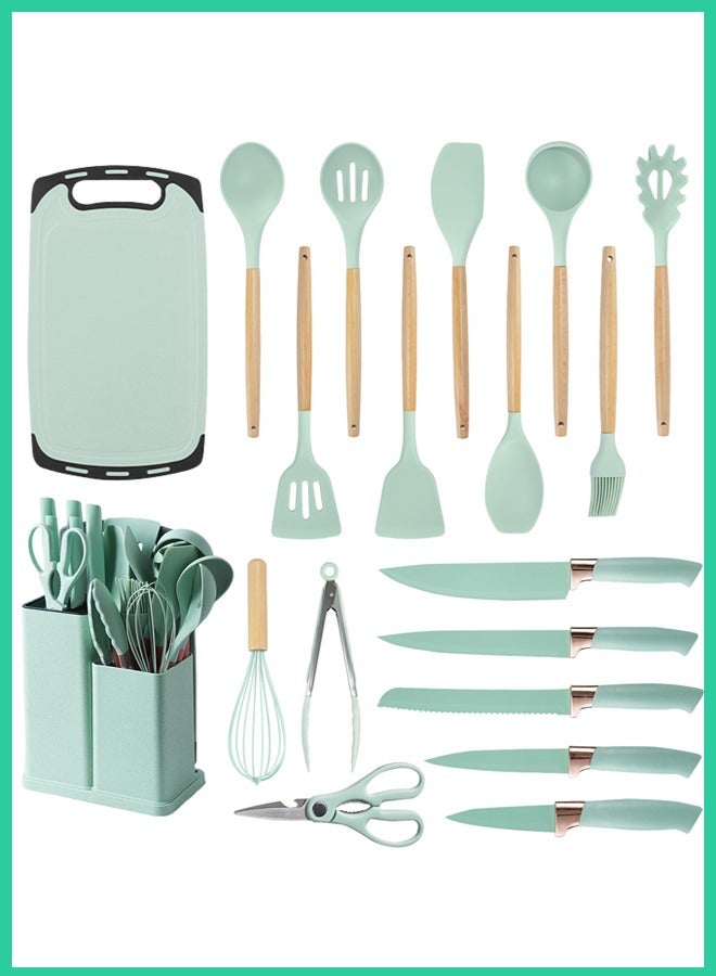 19‑Piece Premium Silicone Kitchen Utensil Set with Holder – Heat‑Resistant, Non‑Stick, Wooden Handles  - Image 3