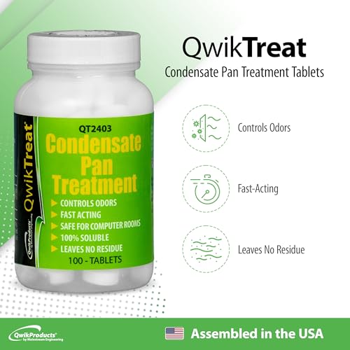 QwikProducts QwikTreat Condensate Pan Treatment Tablets, AC Drip Pan Tablets Air Conditioner Drain Line Cleaner, Control Odors, Overflow and Water Damage, 100 Tablets - Image 3