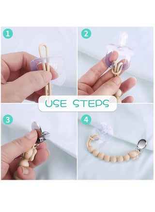 One Piece Design Pacifier Clip Holder, With Clear Pacifier Box, Pacifier Clip for Baby Boys and Girls, Shower, Newborn Gift (Green/Beige) - view 4