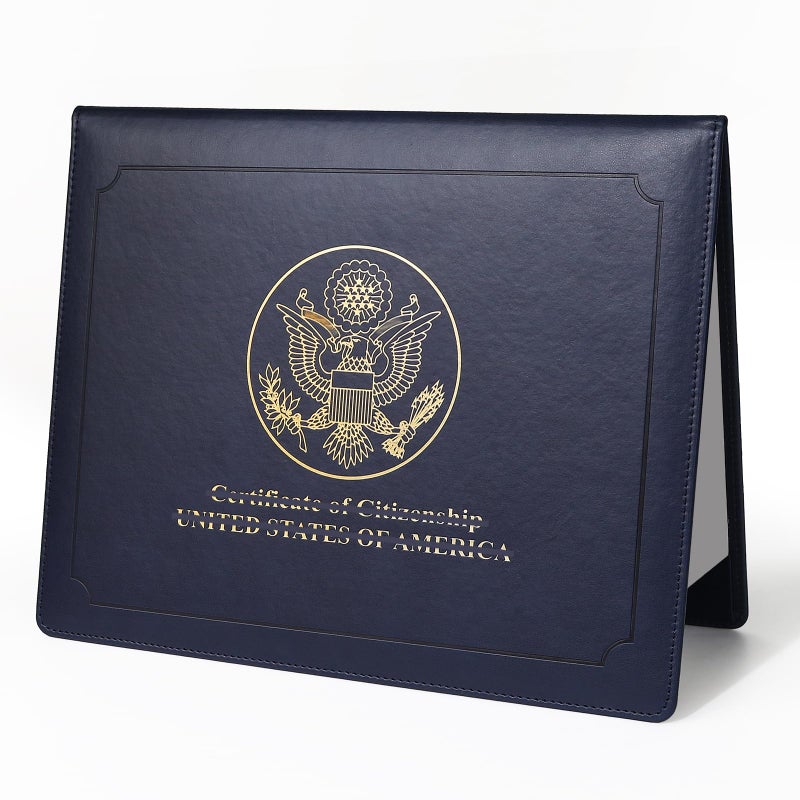 SUNEE Certificate Holder US Citizenship Gifts Elegant Certificate Cover with Clear Protector for 85 x 11 Paper Navy Blue