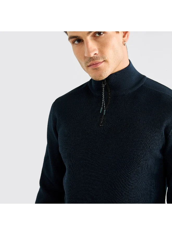 Splash FAV Textured Sweatshirt with High Neck and Long Sleeves