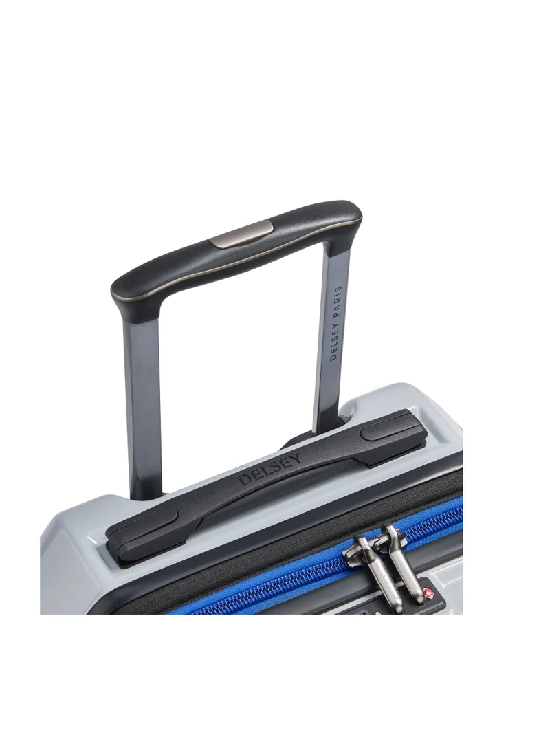 DELSEY Paris Rempart 55cm Hardcase Expandable 4 Double Wheel Flex Cabin Luggage Trolley Case Storm Grey Glossy - 218180121