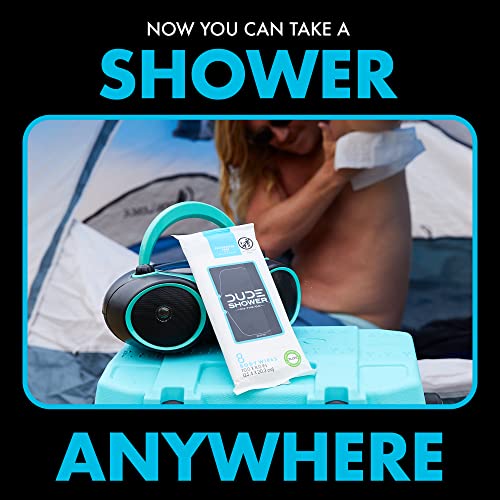 DUDE Wipes Fragrance Free On-The-Go Shower Wipes, Extra-Large and Thick Cleansing Body Wipes for Travel, 1 Pack (8 Count), Infused with Vitamin E and Aloe - Image 2