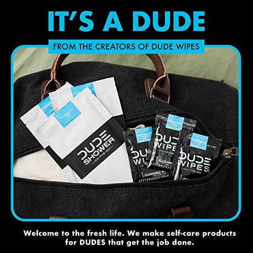 DUDE Wipes Fragrance Free On-The-Go Shower Wipes, Extra-Large and Thick Cleansing Body Wipes for Travel, 1 Pack (8 Count), Infused with Vitamin E and Aloe - Image 5