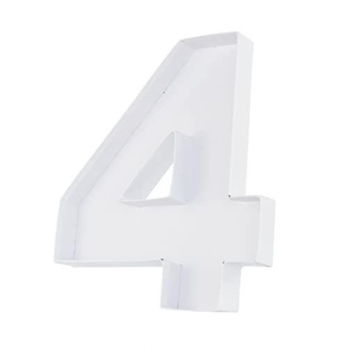 WENPACK 12.5" Cardboard Number Shaped Mache Strawberries Fillable Sweets Candy Box with Clear Lid (White, 4) - Image 4