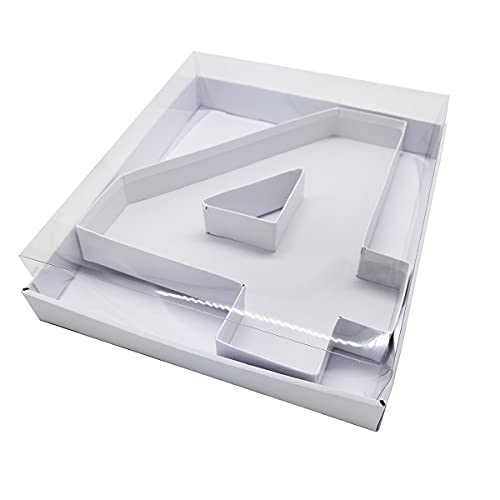 WENPACK 12.5" Cardboard Number Shaped Mache Strawberries Fillable Sweets Candy Box with Clear Lid (White, 4) - Image 1